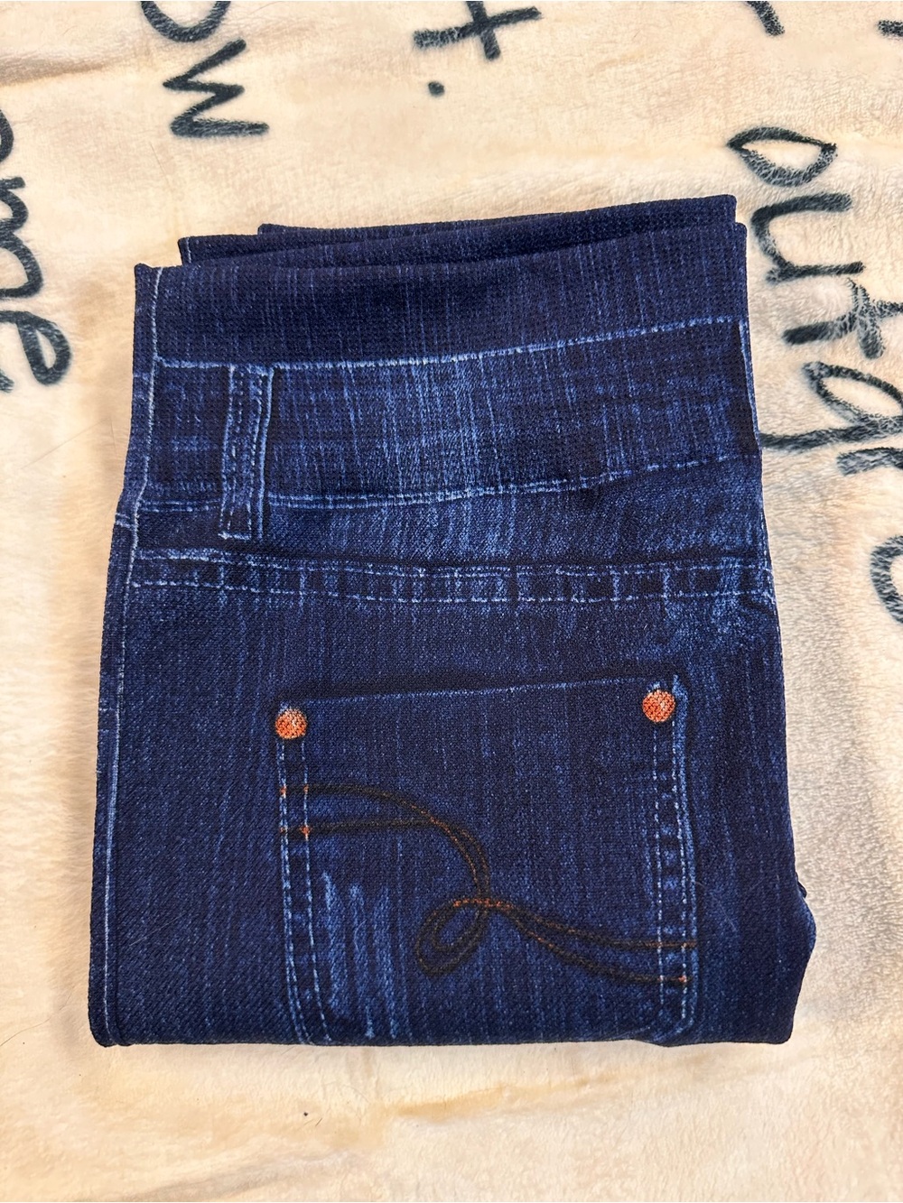 Women’s Navy Blue Stretch Denim-Look Leggings